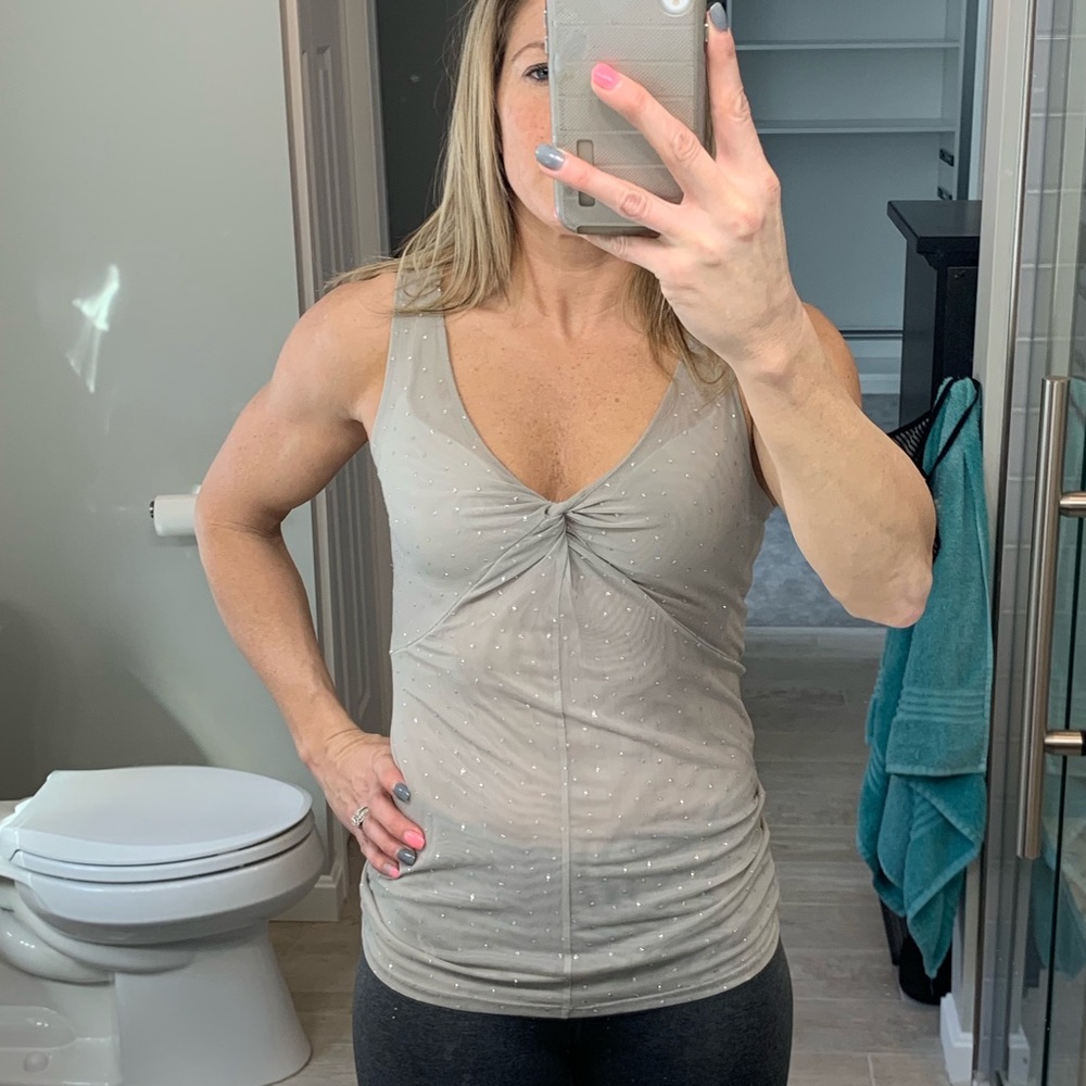 2 for $23 Express nude/grey sheer sparkle tank